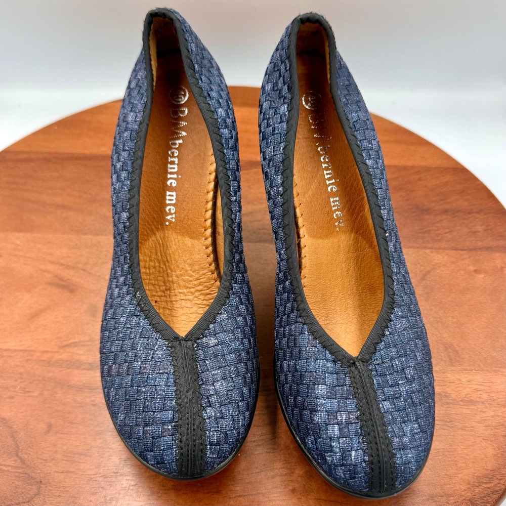 Bernie Mev Legend Dress Pumps Denim Blue Platform Woven Heels Womens EU 40/ US 9